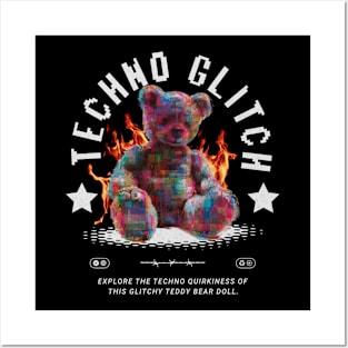 Techno Glitch | Teddy Bear T Shirt Design Posters and Art